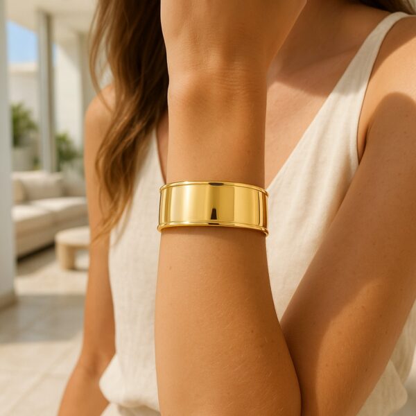 Designer Classic Cuff Bangle in 14K Yellow Gold (20.40 mm) - Image 5