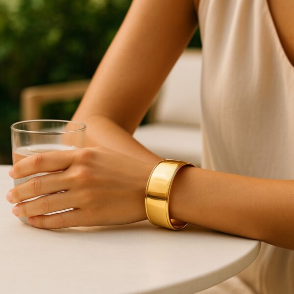Designer Classic Cuff Bangle in 14K Yellow Gold (20.40 mm) - Image 6