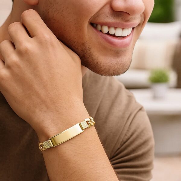 14k Yellow Gold Curb ID Bracelet (11.00 mm) - Image 3