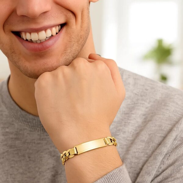 14k Yellow Gold Curb ID Bracelet (11.00 mm) - Image 4