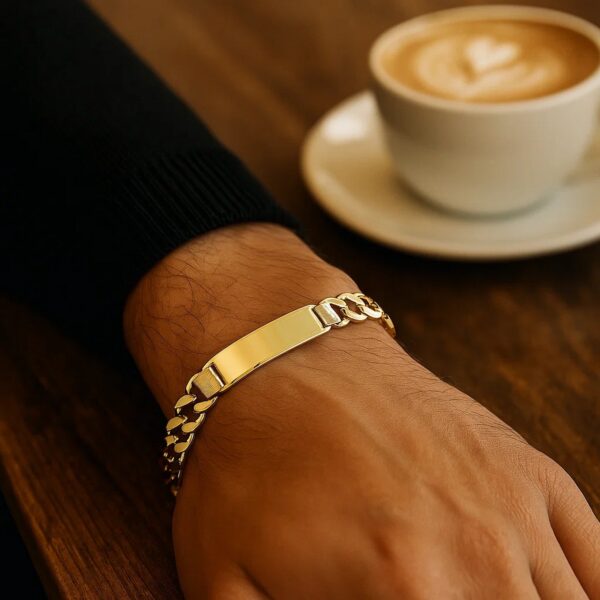 14k Yellow Gold Curb ID Bracelet (11.00 mm) - Image 5