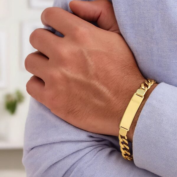 14k Yellow Gold Curb ID Bracelet (11.00 mm) - Image 6