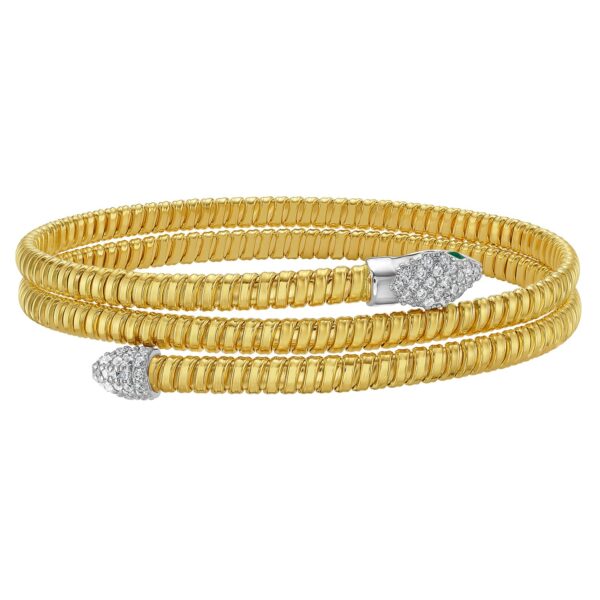14K Yellow Gold Snake Style Tubogas Bangle (3.90 mm) - Image 2