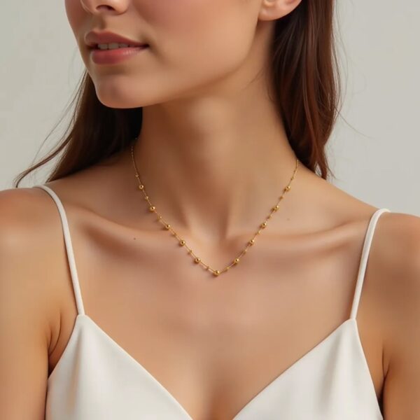 14k Yellow Gold Bead Necklace - Image 5