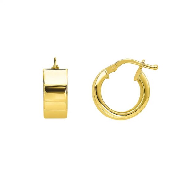 Small Tube Shaped Hoop Earrings in 14K Yellow Gold - Image 2