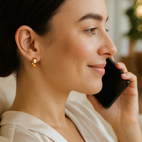 Small Tube Shaped Hoop Earrings in 14K Yellow Gold - Image 3
