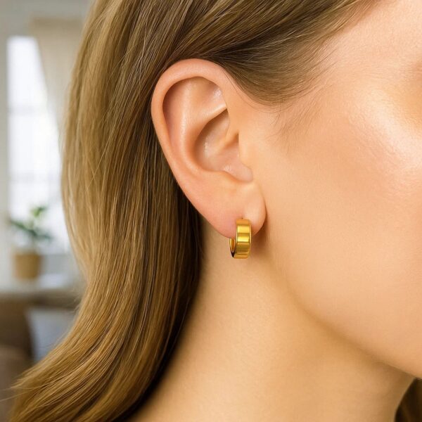 Small Tube Shaped Hoop Earrings in 14K Yellow Gold - Image 4