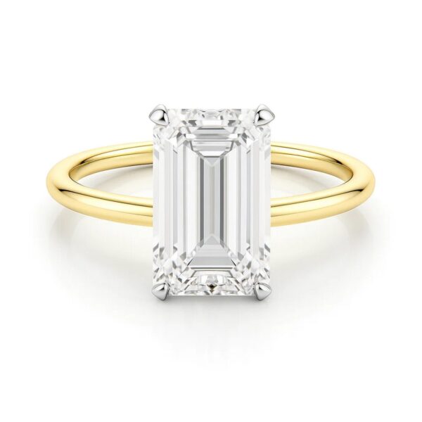 3 Carat Emerald Lab Grown IGI G/VS1 Diamond Solitaire Ring in 14K Yellow Gold - Image 4