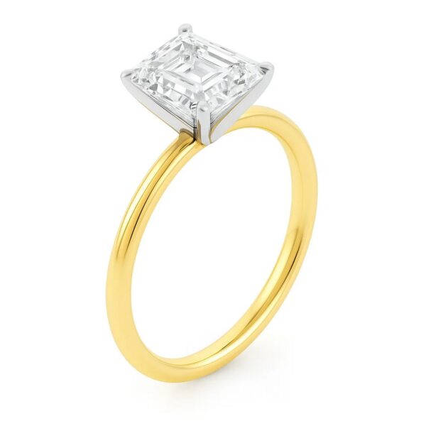3 Carat Emerald Lab Grown IGI G/VS1 Diamond Solitaire Ring in 10K Yellow Gold - Image 2