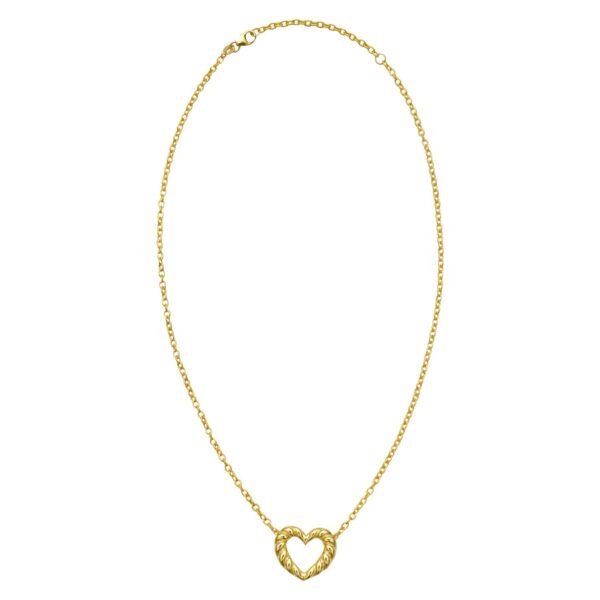 14K Yellow Gold Braided Open Heart Necklace - Image 2