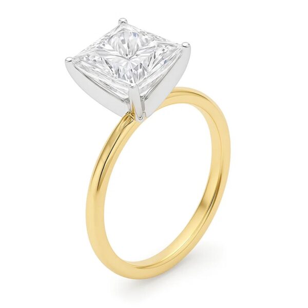 5 Carat Princess Lab Grown IGI G/VS1 Diamond Solitaire Ring in 10K Yellow Gold - Image 3