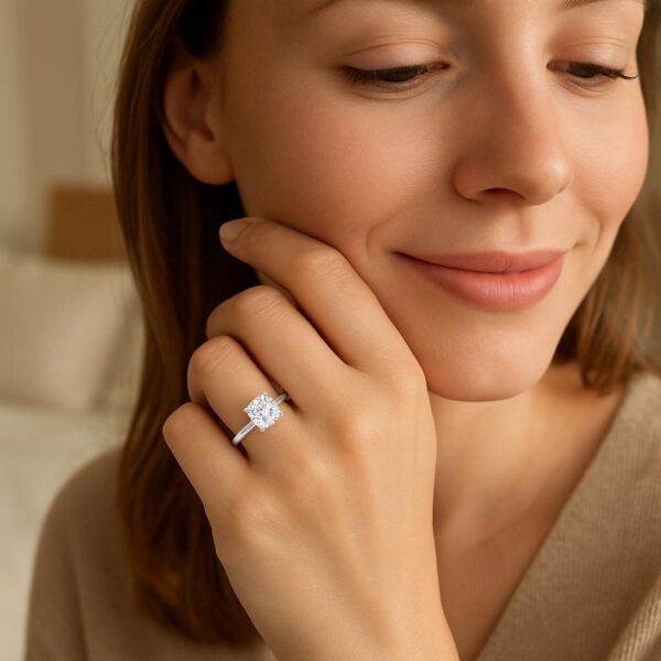 5 Carat Cushion Lab Grown IGI G/VS1 Diamond Solitaire Ring in 10K White Gold - Image 6