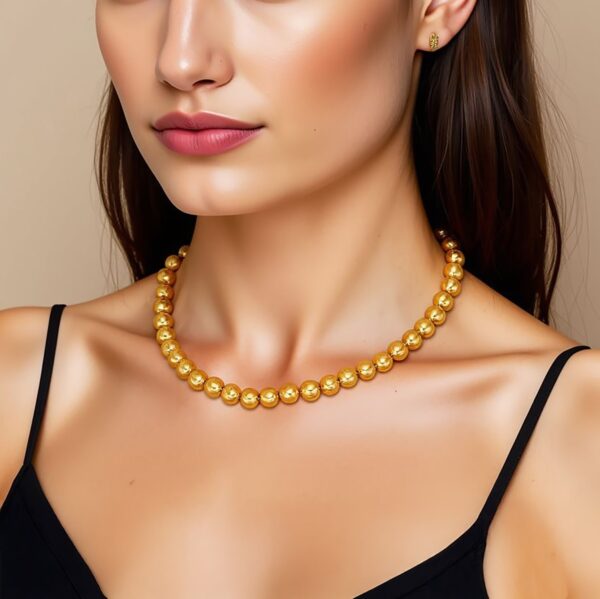 14k Yellow Gold Bead Chain Necklace(5mm) - Image 4