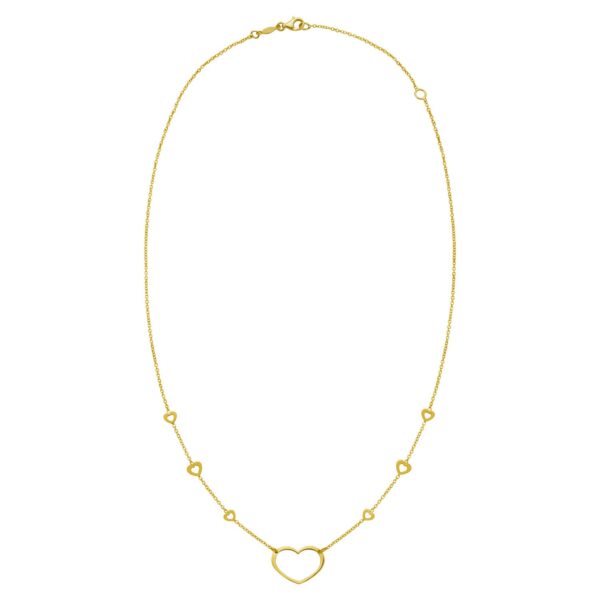 14K Yellow Gold Open Heart Station Necklace - Image 2