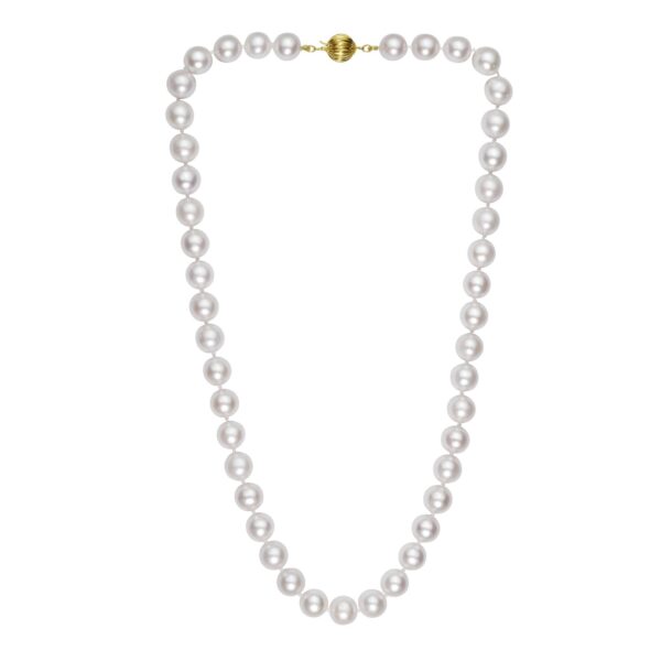 Pearl Necklace with Ball Clasp in 14K Yellow Gold - Image 2