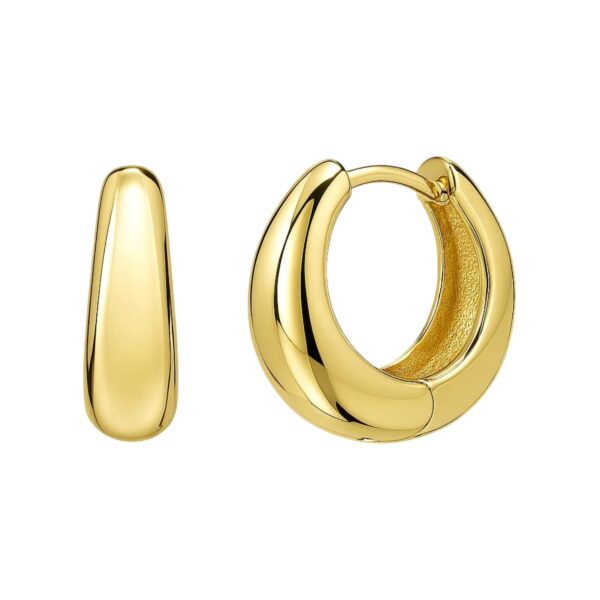 Tapered Huggie Hoop Earrings in 14K Yellow Gold - Image 2
