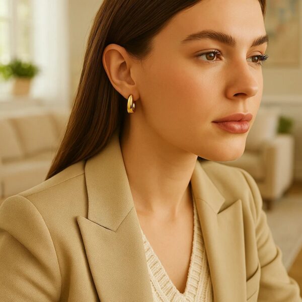 Tapered Huggie Hoop Earrings in 14K Yellow Gold - Image 3