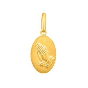 Religious Pendant with Praying Hands in 14K Yellow Gold
