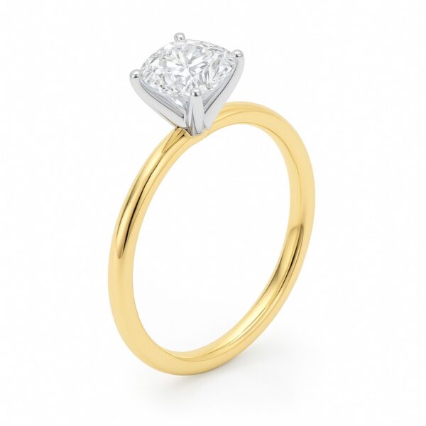 1.50Ct Cushion Lab Grown IGI G/VS1 Diamond Ring in 14K Yellow Gold - Image 3