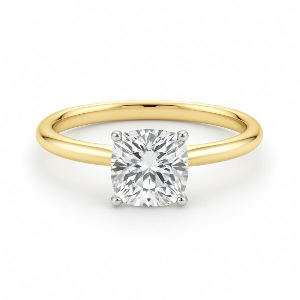 1.50Ct Cushion Lab Grown IGI G/VS1 Diamond Ring in 14K Yellow Gold - Image 4