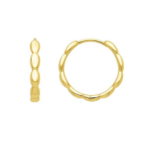 Medium Rice Hoop Earrings in 14K Yellow Gold - Image 2
