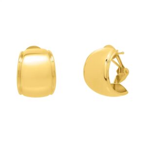 Omega Mixed Media Hoop Earrings in 14K Yellow Gold