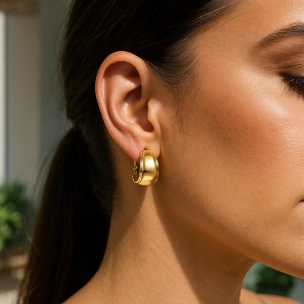Omega Mixed Media Hoop Earrings in 14K Yellow Gold - Image 2