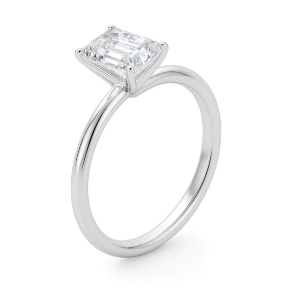 3 Carat Emerald Lab Grown IGI G/VS1 Diamond Solitaire Ring in 14K White Gold - Image 3