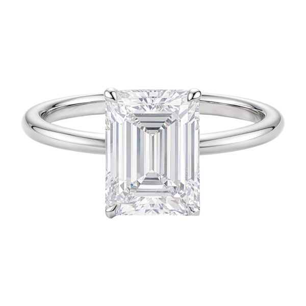 3 Carat Emerald Lab Grown IGI G/VS1 Diamond Solitaire Ring in 14K White Gold - Image 4