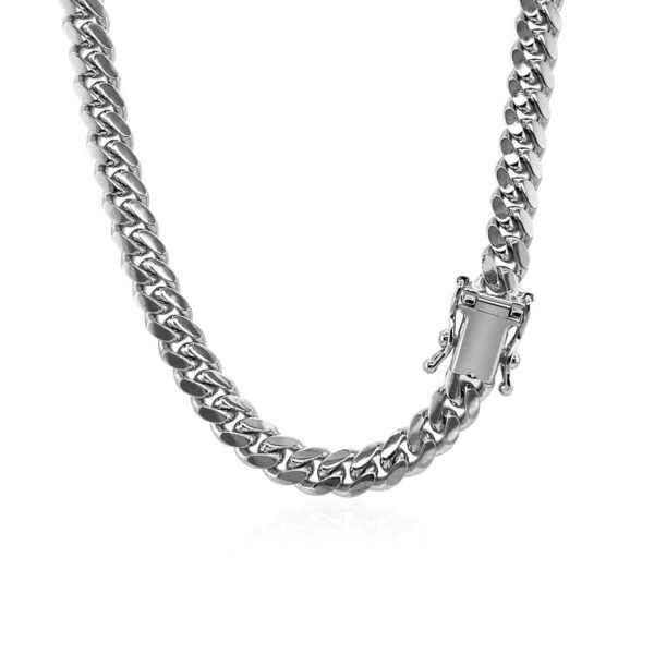 14k White Gold Classic Miami Cuban Solid Chain (5.00 mm) - Image 5
