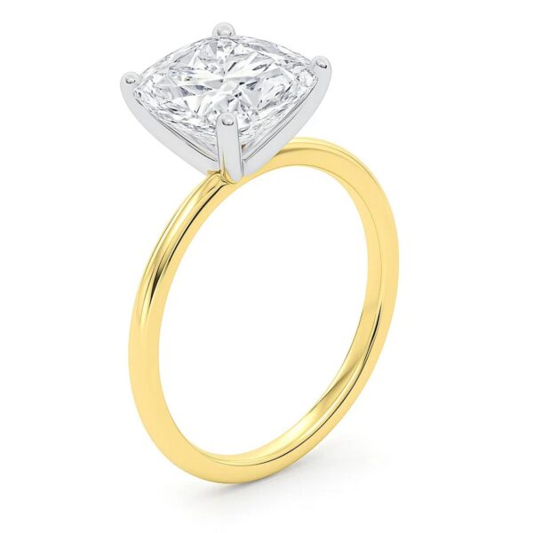 5 Carat Cushion Lab Grown IGI G/VS1 Diamond Solitaire Ring in 14K Yellow Gold - Image 3