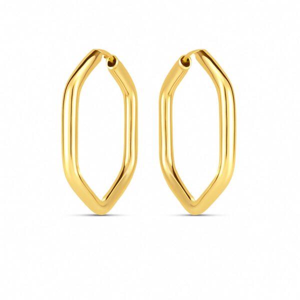 14k Yellow Gold Endless Hexagon Hoop Earrings - Image 2