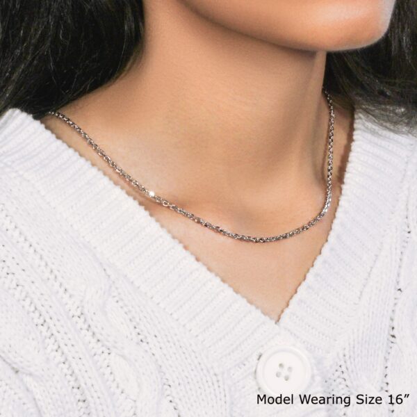 18k White Gold Diamond Cut Cable Link Chain (2.60 mm) - Image 2