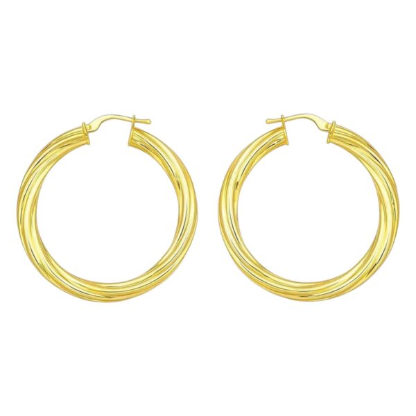 14K Yellow Gold Full Twist Large Hoops Earrings - Image 2