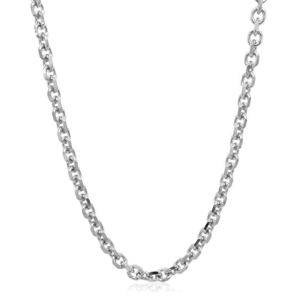 14k White Gold Diamond Cut Cable Link Chain (3.70 mm) - Image 2