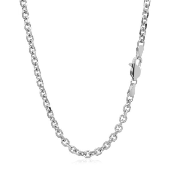 14k White Gold Diamond Cut Cable Link Chain (3.70 mm) - Image 3