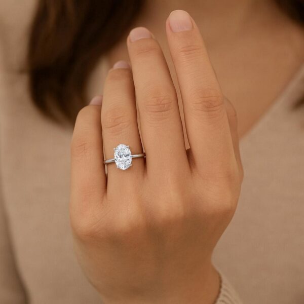 3 Carat Oval Lab Grown IGI G/VS1 Diamond Solitaire Ring in 14K White Gold - Image 6