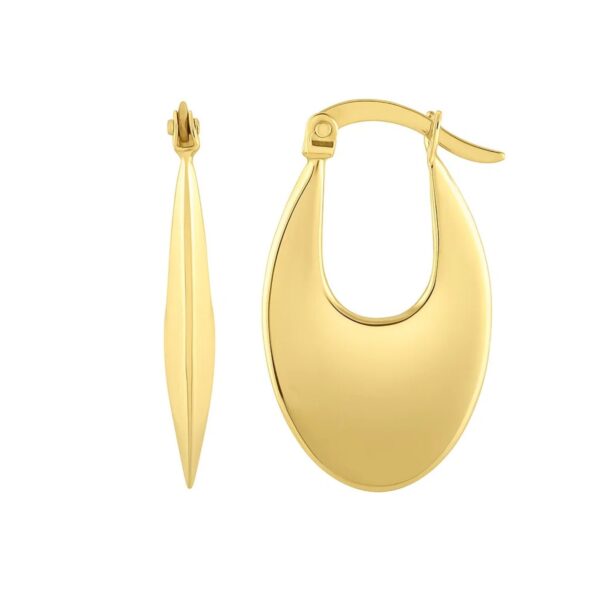 Creole Oval Hoop Earrings in 14K Yellow Gold - Image 3