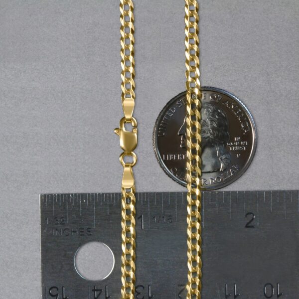 14k Yellow Gold Solid Curb Chain (3.20 mm) - Image 4