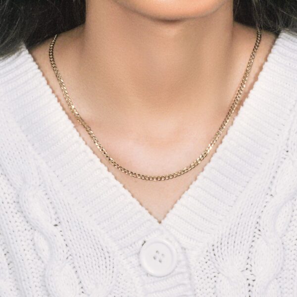 14k Yellow Gold Solid Curb Chain (3.20 mm) - Image 5