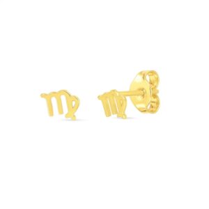 14k Yellow Gold Virgo Stud Earrings