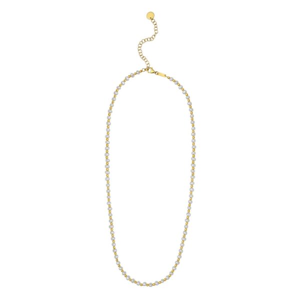 Pearl and Gold Alternating Bead Necklace in 14K Yellow Gold - Image 2