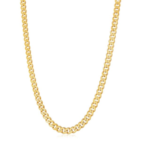 14k Yellow Gold White Pave High Polish Modern Lite Miami Cuban Chain (8.00 mm) - Image 6