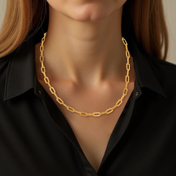 14k Yellow Gold Diamante Paperclip Chain Necklace (4.00 mm) - Image 5