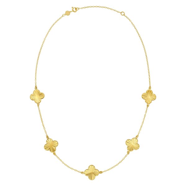 14K Yellow Gold Clover Necklace - Image 2