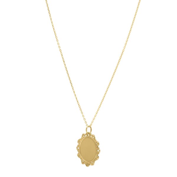 Baroque Round Pendant and Necklace in 14K Yellow Gold - Image 2