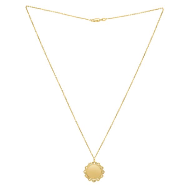 Baroque Round Pendant and Necklace in 14K Yellow Gold - Image 3