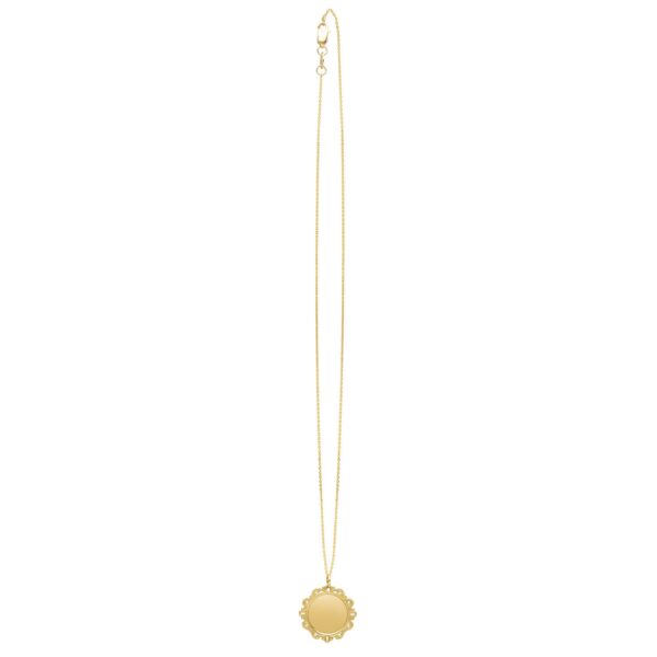 Baroque Round Pendant and Necklace in 14K Yellow Gold - Image 4