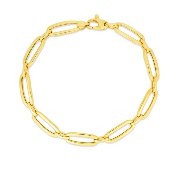 14k Yellow Gold 7 1/4 inch Bombay Paperclip Chain Bracelet (5.60 mm) - Image 2