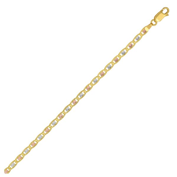 14K Tri Color Gold Pave Valentino Chain (3.50 mm)